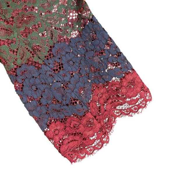 WAYF Dream Lover Fall Lace Striped Bell Sleeve Fit & Flare Mini Dress Size Large - Picture 11 of 12